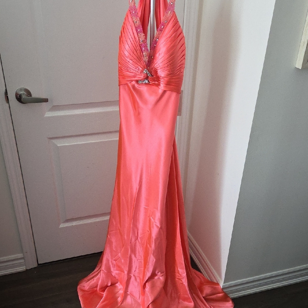 La Femme Vibrant Pink Gown